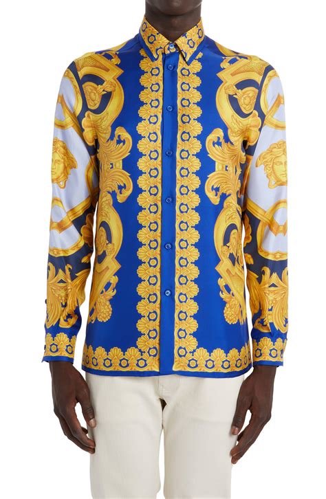 versace button down shirts|Versace button up shirt men.